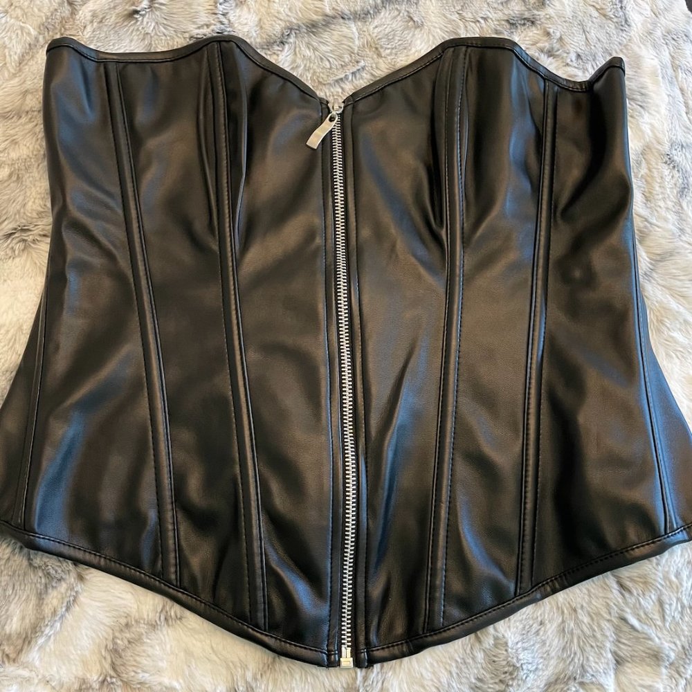 Black Faux Leather Corset/Bustier Halloween